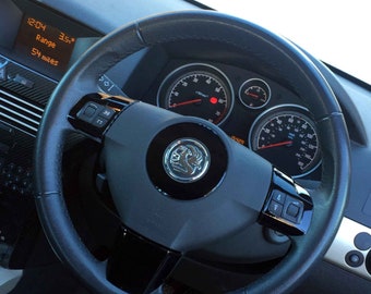 ASTRA H Mk5 fitting Black gloss vinyl steering wheel trims (2004–10)