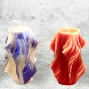 Scented wavy pillar candle • Decorative Candle • Custom made • Made to order