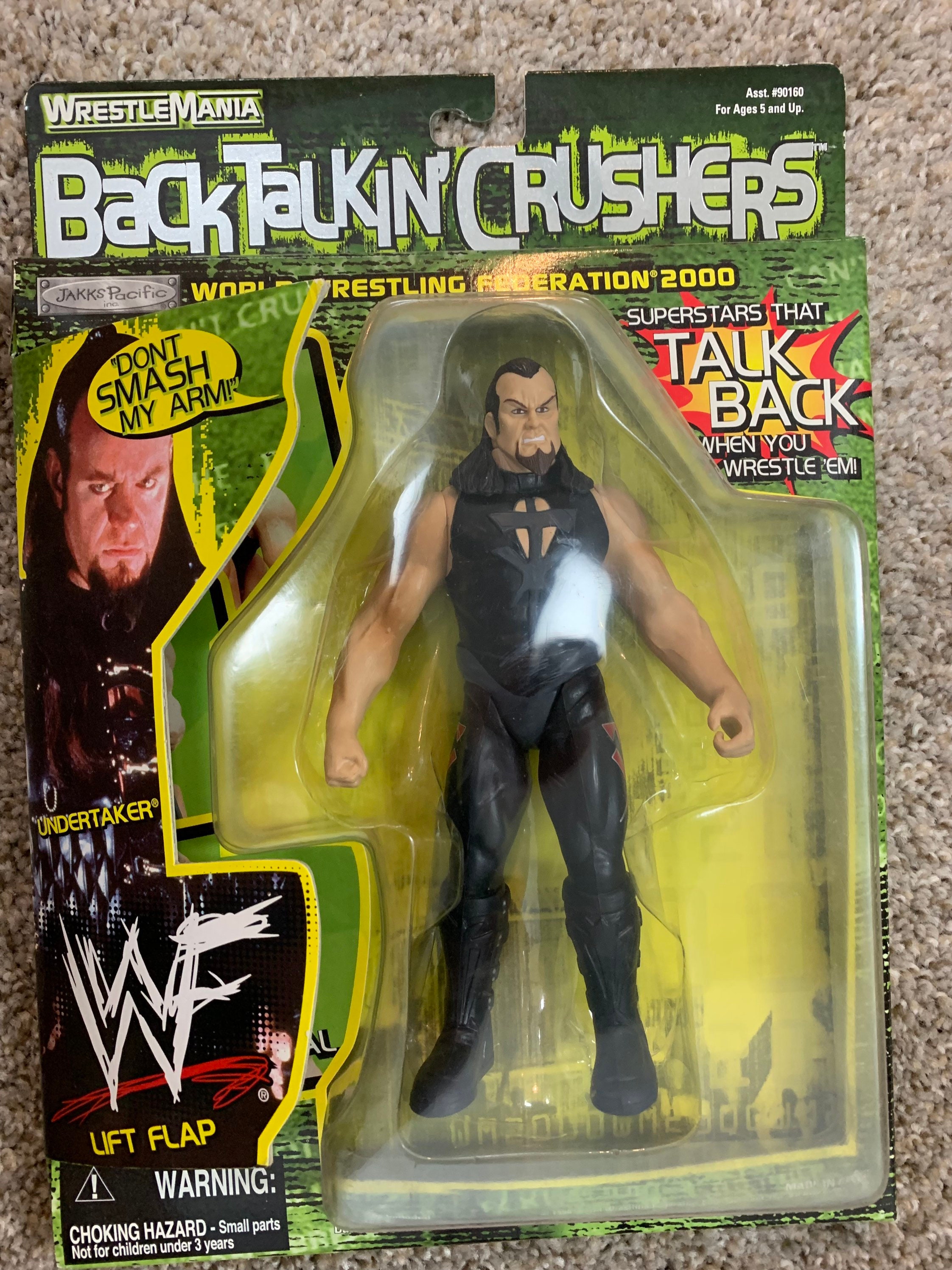 激レア！80's アンダードッグ　スーパーフレックス フィギュア WWF 1999 Backtalkincrush UNDERTAKER Turn Head Talks Back Mint in