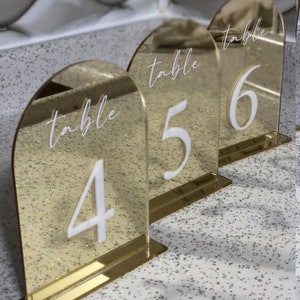 Gold Mirror Acrylic Table Numbers - Table Numbers Wedding Decoration- Wedding Signage - Table Decor