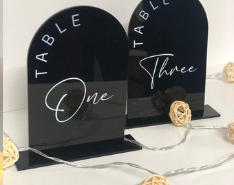 Black Acrylic Table Numbers - Arched Table Numbers-  Table Signage - Black Arched Table Numbers - Table Sign - Wedding Table Decor