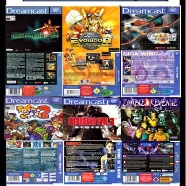 replacement sega dreamcast game case inlays.full a-z pal titles available.