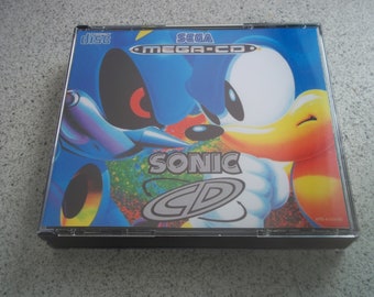 sega mega cd : CD SONIC/boîtier personnalisé et illustrations.