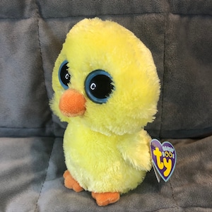 TY Beanie Boos Goldie: Yellow Chick Plush Toy with Purple Tag