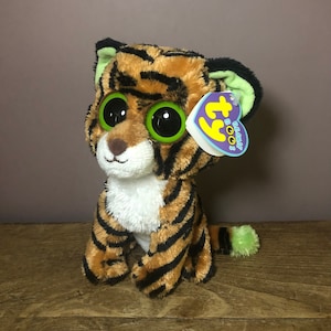 TY Beanie Boos gestreiftes Plüschtier - Retro Anhänger, grüne Augen