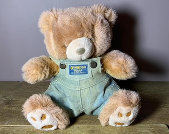 Vintage Baby B'gosh Bear Plush Thermal Waffle Weave Blue Overall