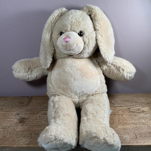 Build-A-Bear Workshop, Vanilla/Cream 18&quot; Bunny, Pink Nose, Sound Box Not Functioning, Pre-Owned, Retired 02/12, Rabbit Plush, BAB