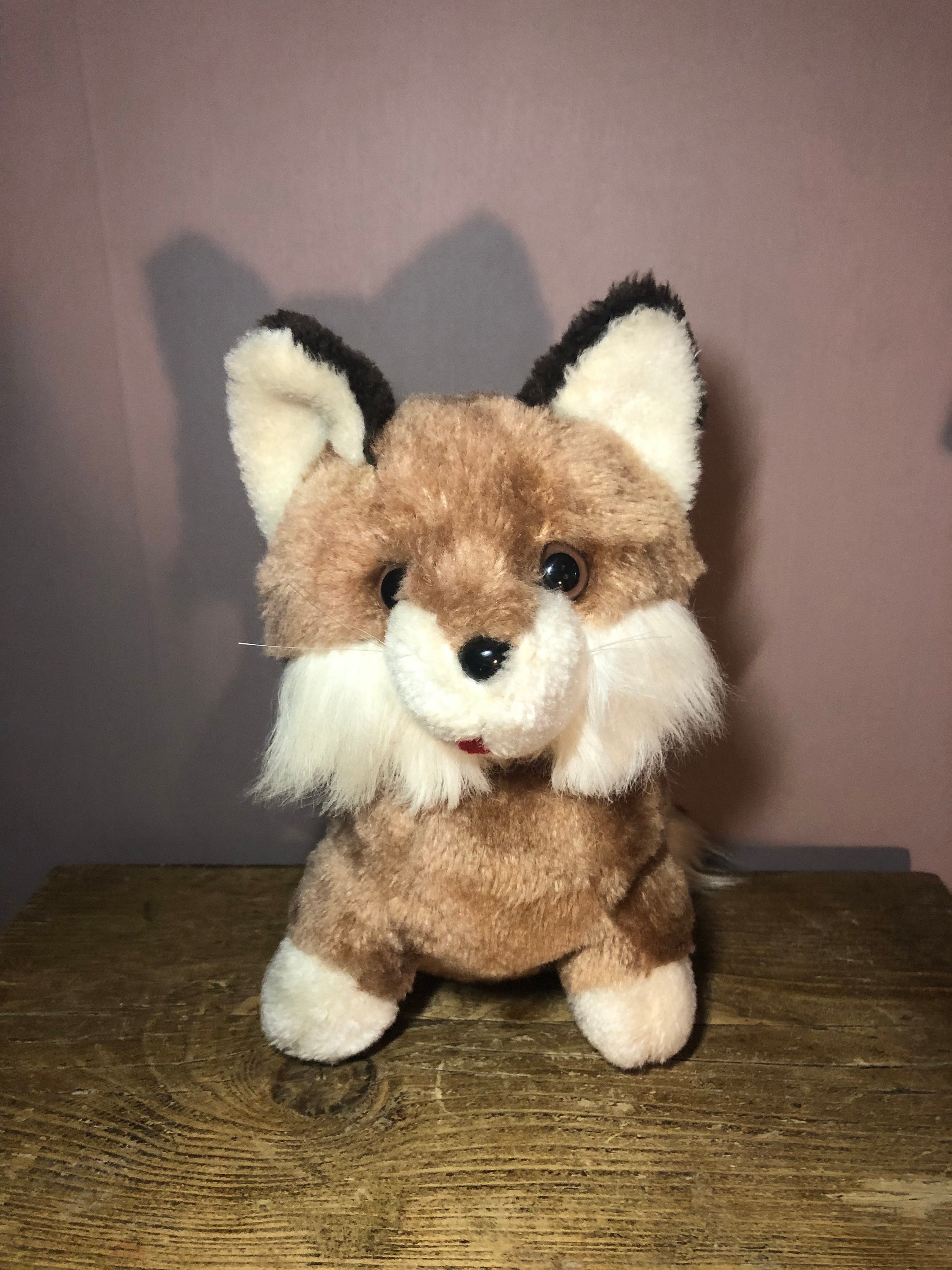 ヴィンテージ 1970年代 EDCO キツネのぬいぐるみ：ブラウン＆ホワイト