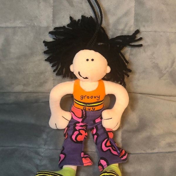 Groovy Guy Bang on the Door 1999 Retro Y2K Soft Beanie Plush Doll Toy 10” Window Sucker Groovy Chick Guy Mascot 90s