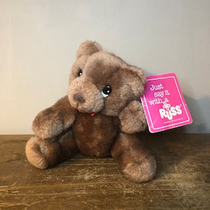 Russ Berrie Vintage 70s/80s Luv Pets Corky Brown Bear #182 Small Plush Teddy 6” Red Bow Stuffed Toy