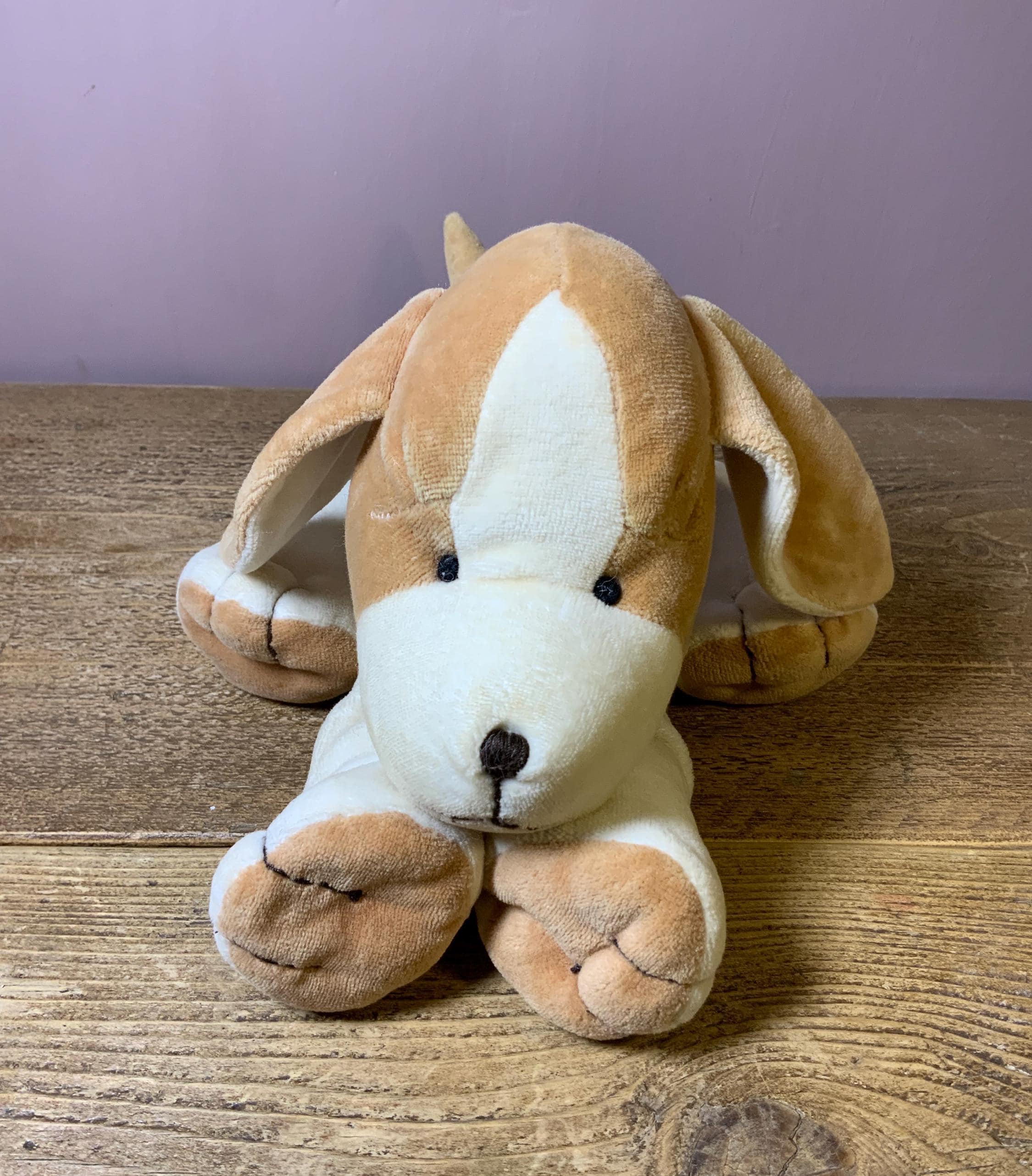 TESCO Vintage Rare Brown/beige Velour Beanie Puppy/dog 1990s