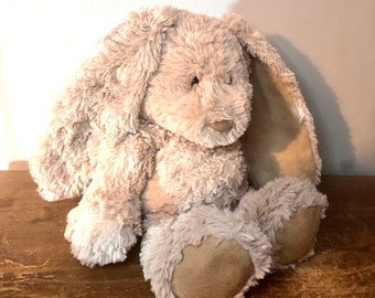 Jellycat Retired Small Rollo Rabbit/Bunny Brown Mocha Suede Paws Beanie Plush Soft Toy 10”/26cm