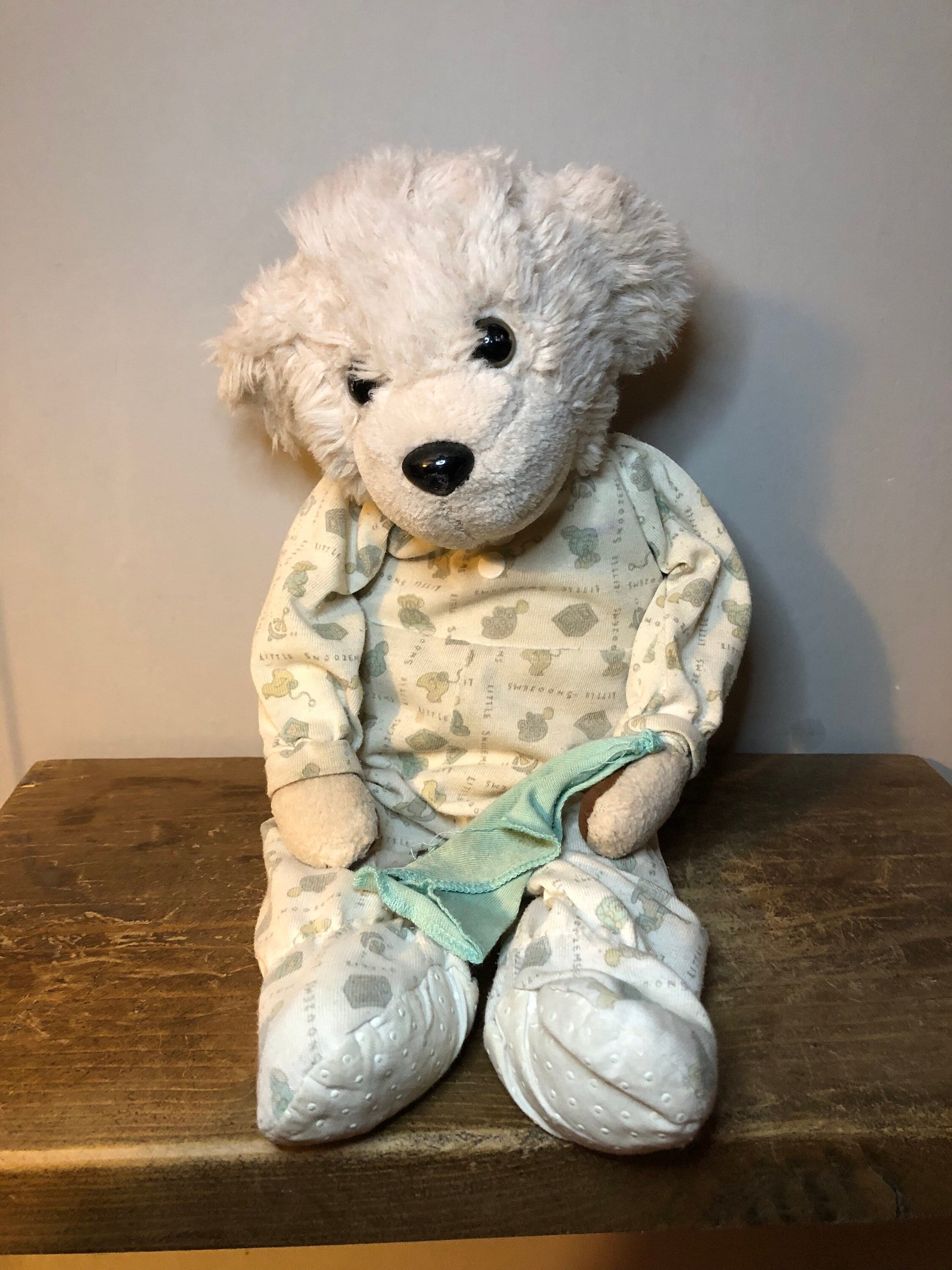 Little Snoozems Bear Vintage 1990s Beanie Plush Pjs Romper Suit W