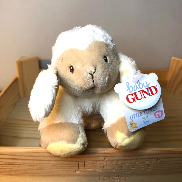 Baby Gund Little Tones Lamb #58628 Retired Small Sheep Squeak/Squeaker Plush Comforter 18cm w\tags