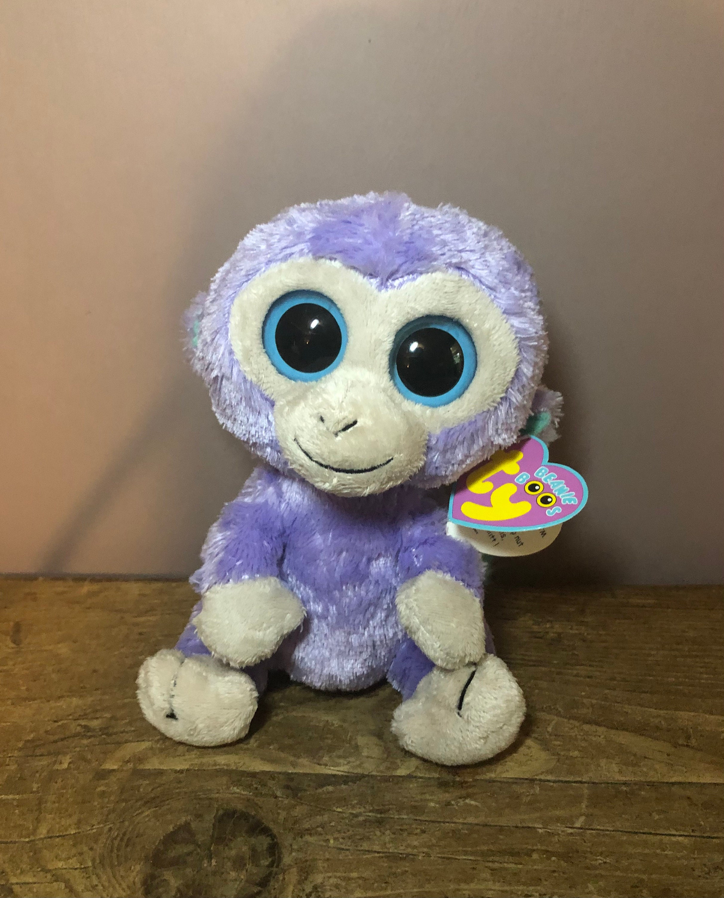 TY Boo Beanie Boos Blueberry Monkey Original Retro Style Big Solid Eyes Purple Tag 15cm Small Standard Version Lilac purple 00s Plush Etsy