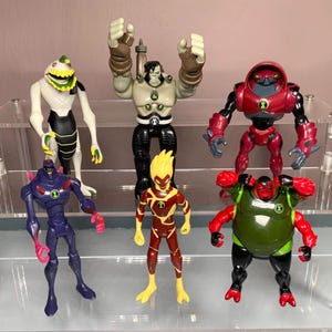 BEN 10 Alien Force, Omniverse, Action Figure Bundle, Bandai, Original Figures, 4&quot;/10cm Articulated Poseable, 6 in Total, Retro 2000s, Aliens