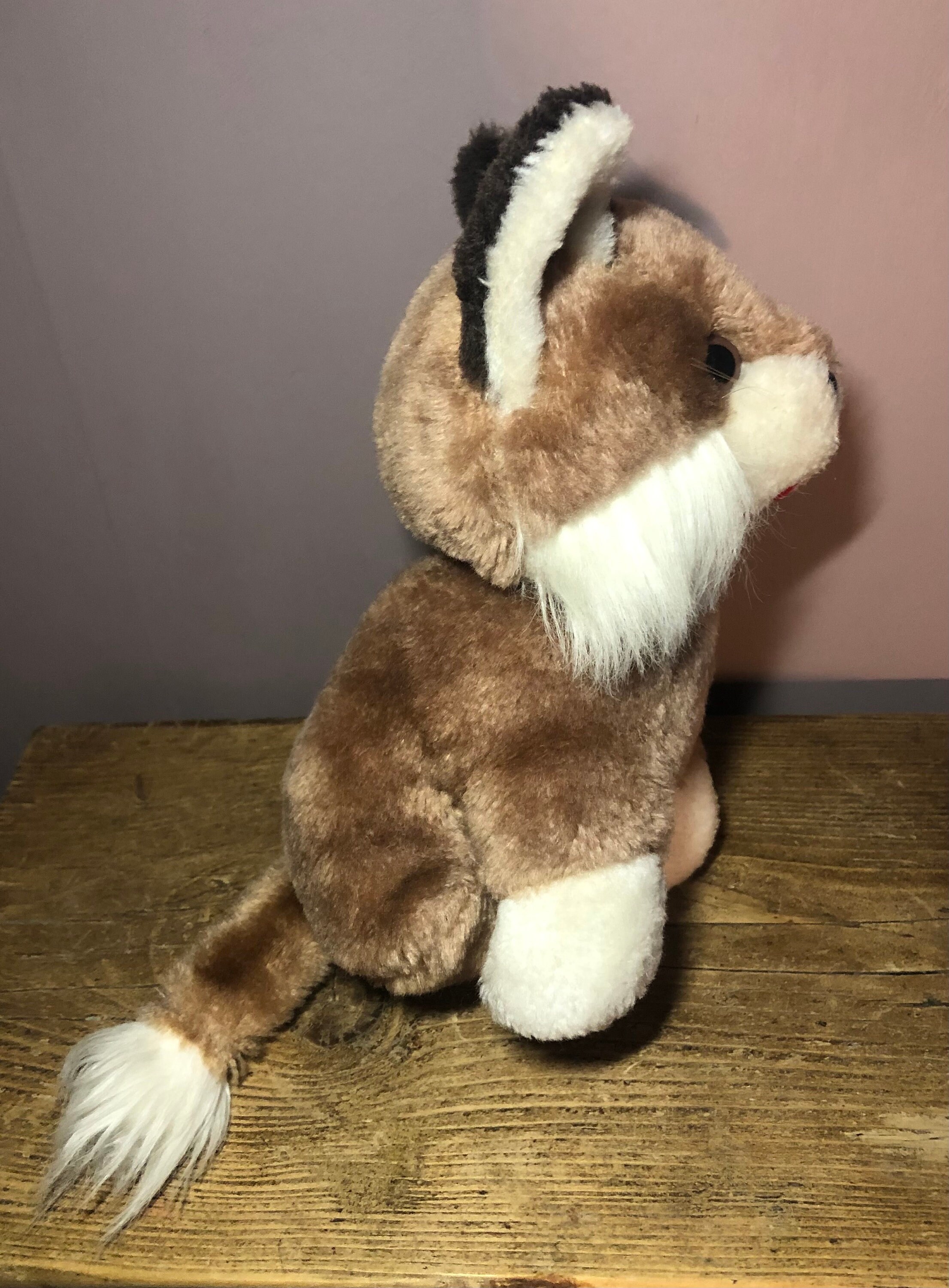 ヴィンテージ 1970年代 EDCO キツネのぬいぐるみ：ブラウン＆ホワイト
