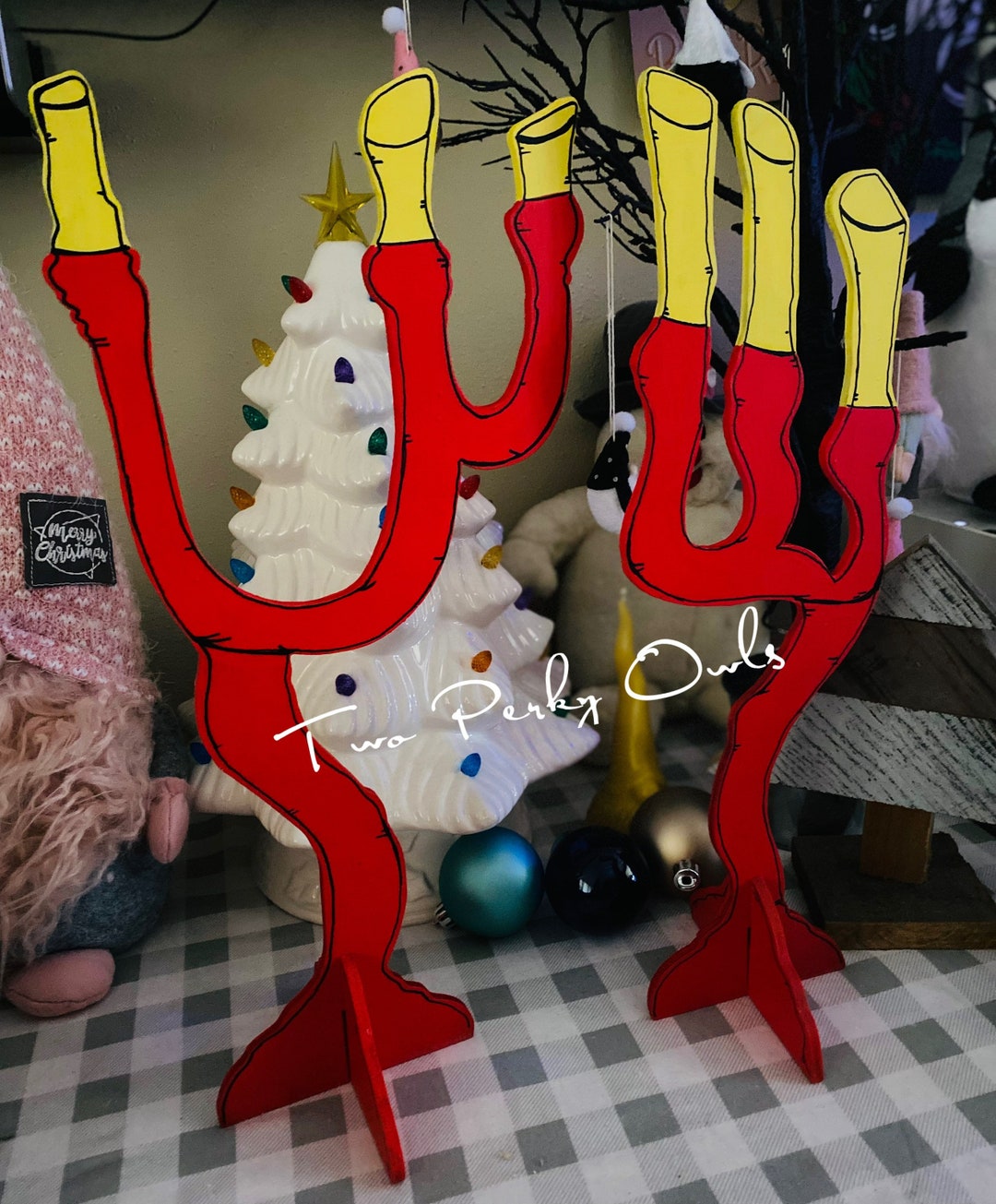 Wooden Christmas Candles christmas Faux Candles Shelf Sitters Fake