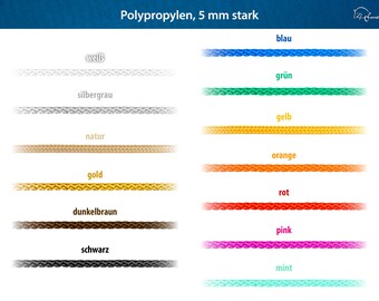 Popypropylene hollow fiber cord, 5 mm thick, sold by the meter