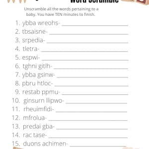 Baby Word Scramble and Who Knows Daddy & Mommy The Best games