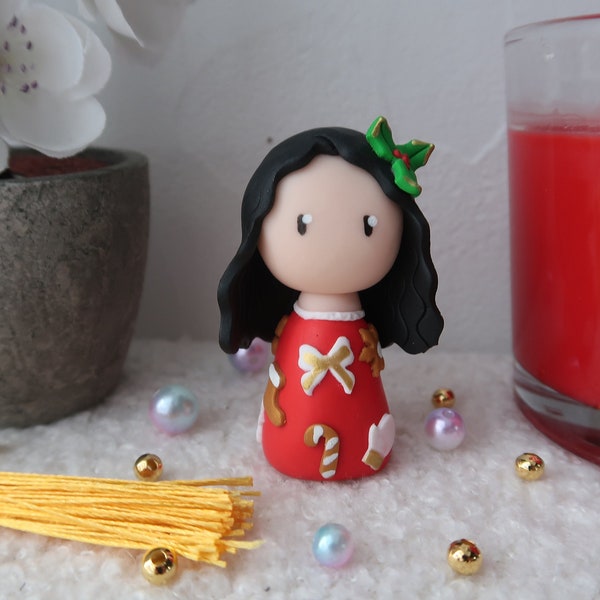 Small Christmas doll made by hand with fimo clay