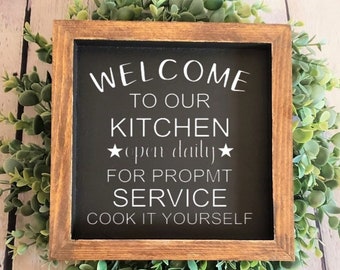 Welcome To Our Kitchen | Kitchen Decor | Kitchen Decorating | Rustic Kitchen Signs | Farmhouse Kitchen Signs | Kitchen Wood Signs | Accents