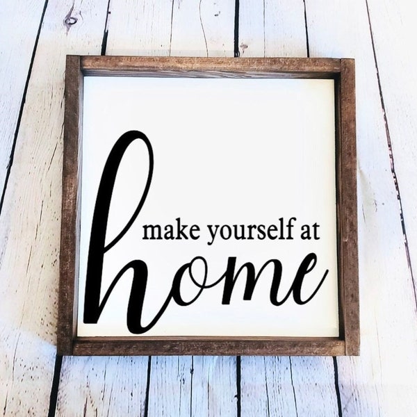 Make yourself at Home | Wood signs | Tiered Tray Decor | Shelf Decor | Rustic Home Decor | Farmhouse | Country Home Living | Table Decor