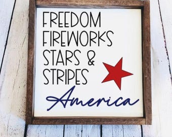 Freedom | Fireworks | Stars & Stripes | Fourth Of July | Summer Time Decor | America Decor | 4th Of July | Happy 4th | Independence Day