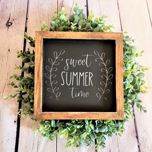 Sweet Summer Time | Summer Decorating | Summer Accent Signs | Summer Wood Framed Signs | Small Space Decor | Accent Decorating | Shelf Decor