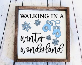 Walking in a Winter Wonderland | Snowflake Wood Signs | Holiday Signs | Tiered Tray | Winter Decor | Winter Signs | Winter Home Decor