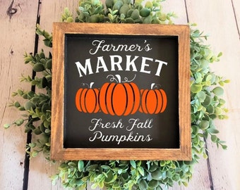 Pumpkin Farmers Market | Fall Wood Signs | Fall Decor | Happy Fall | Fall Tiered Tray | Wooden Signs | Autumn Sign | Wood Sign