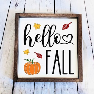 Hello Fall | Pumpkin Decor | Wood Signs | Autumn Wood Signs | Fall Decor | Happy Fall | Fall Tiered Tray Signs | Wooden Signs | Autumn Signs