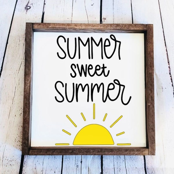 Summer Sweet Summer | Summer Decorating | Summer Accent Sign | Summer Wood Framed Sign | Small Space Decor | Accent Decorating | Shelf Decor
