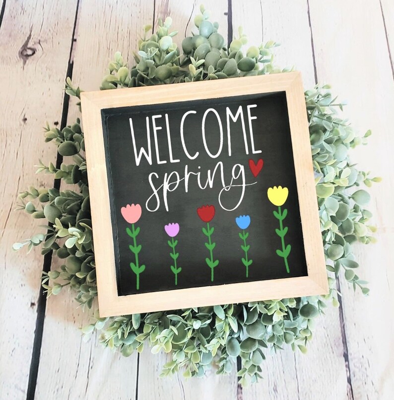 Welcome Spring | Spring Wood Signs | Flower Wood Signs | Spring Decor ...