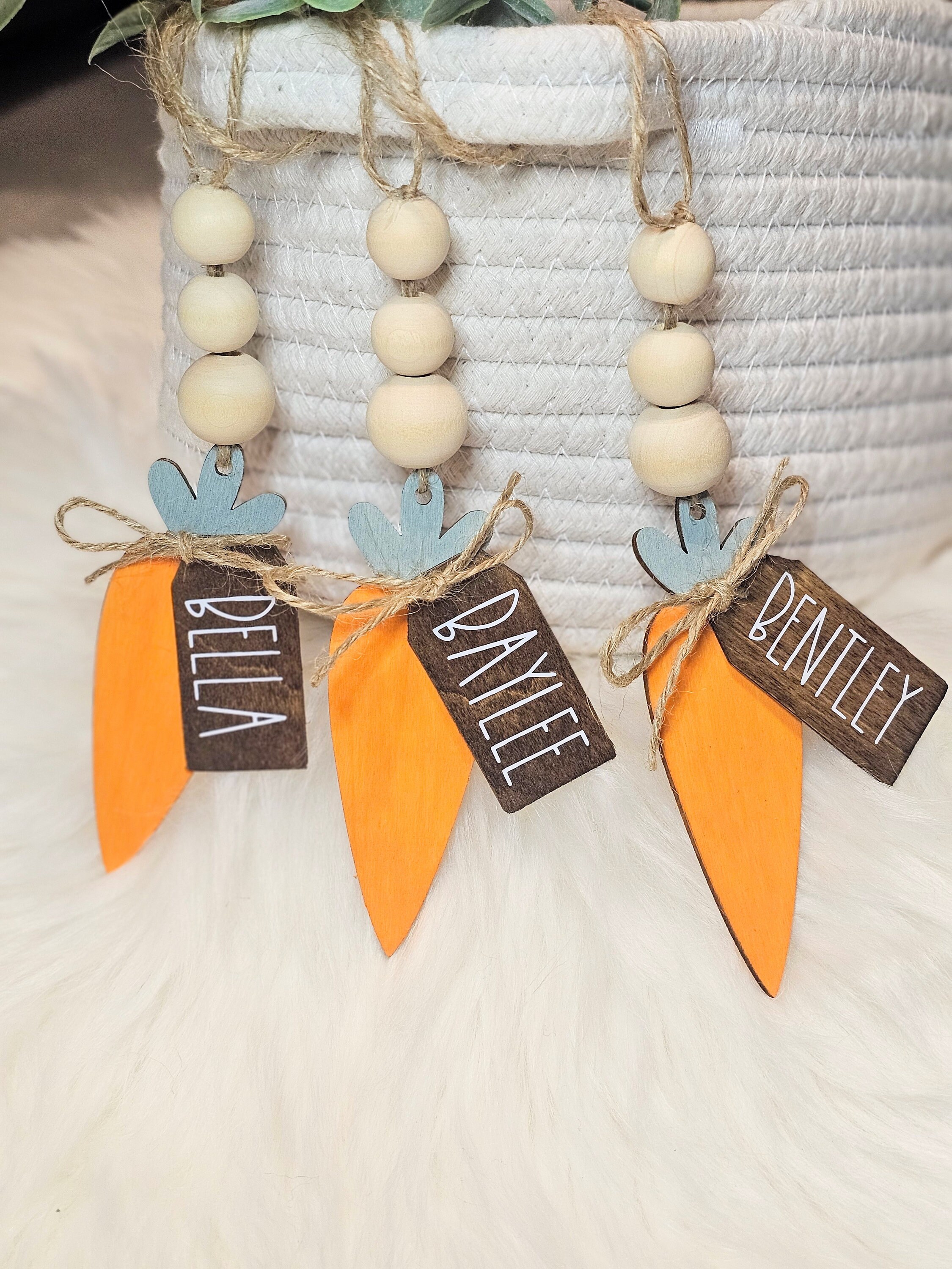 Carrot Easter Tags | Wooden Easter Basket Tags | Wooden Tags | Wooden Bead Tags | Personalized Easter Basket Tags | Personalized Easter |