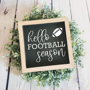 Hello Football Season | Football Wood Signs | Football Decor | Fall Decor | Fall Wood Signs | Football Accent Signs | Fall Accent Signs