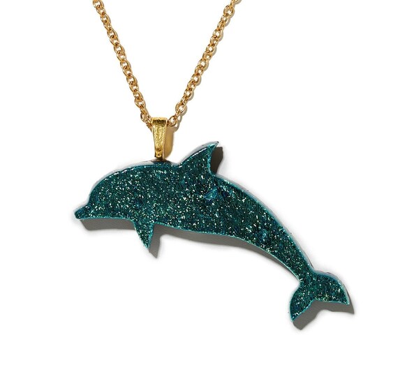 Dichroic Dolphin Necklace Fused Glass 