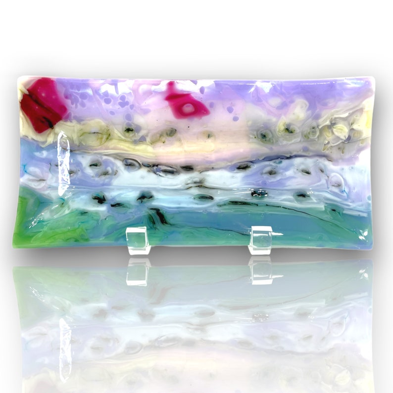 Rainbow Tray - handmade fused glass art by Nataly Biskay