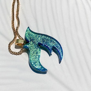 Dichroic Glass Fire Flame Necklace: Iridescent Fused Glass Pendant