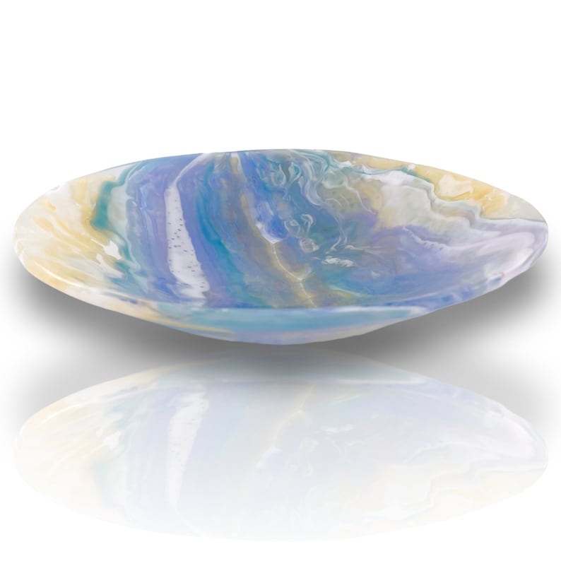 Pastel Swirl Bowl - handmade fused glass art by Nataly Biskay