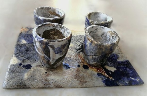 Service à Café | 4 Tasses et Un Plateau