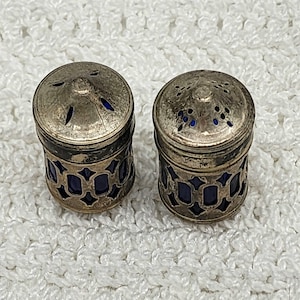 Vintage Silverplate Cobalt Blue Salt and Pepper Shakers