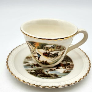 Vintage Currier and Ives Demitasse Cup and Saucer Henry Ford Museum
