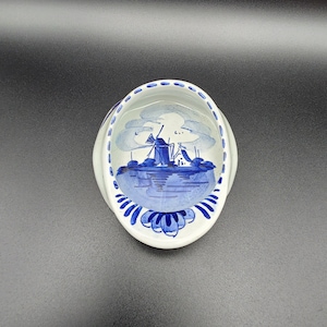 Vintage Delft Holland Trinket Dish Windmill Pattern