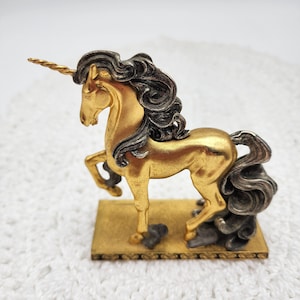 Vintage Franklin Mint TFM 24k Gold Plated Unicorn Figurine 1991