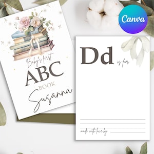 Baby Shower ABC book, ABC First Alphabet Coloring Book, Personalised Baby First ABC Book, Baby Shower Guestbook, Baby Shower Coloring Sheets