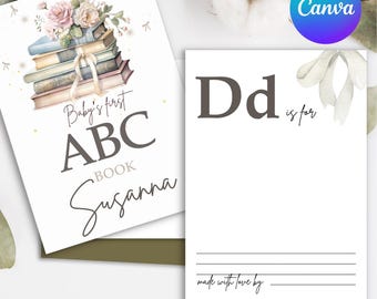Baby Shower ABC book, ABC First Alphabet Coloring Book, Personalised Baby First ABC Book, Baby Shower Guestbook, Baby Shower Coloring Sheets