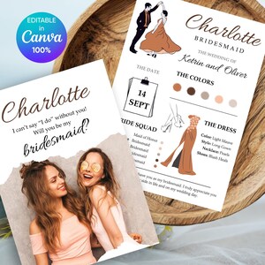 Bridesmaid Proposal Card, Bridesmaid Info Card, Bridesmaid Template, Will You Be My Bridesmaid Card, Proposal Template, Flower Girl Proposal