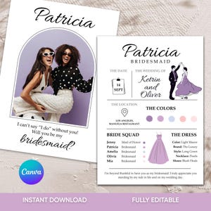 Bridesmaid Proposal Card, Bridesmaid Info Card, Bridesmaid Template, Will You Be My Bridesmaid Card, Proposal Template, Flower Girl Proposal