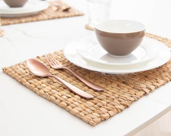Placemats for Dining Table - Woven - Natural - Water Hyacinth - Set of 4